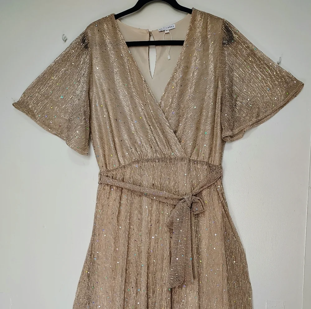 Baltic Born Shimmering Champagne Maxi Dress Size L - Picture 15 of 16